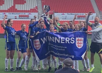 The under 18 girls' football team are National Champions for the third time!