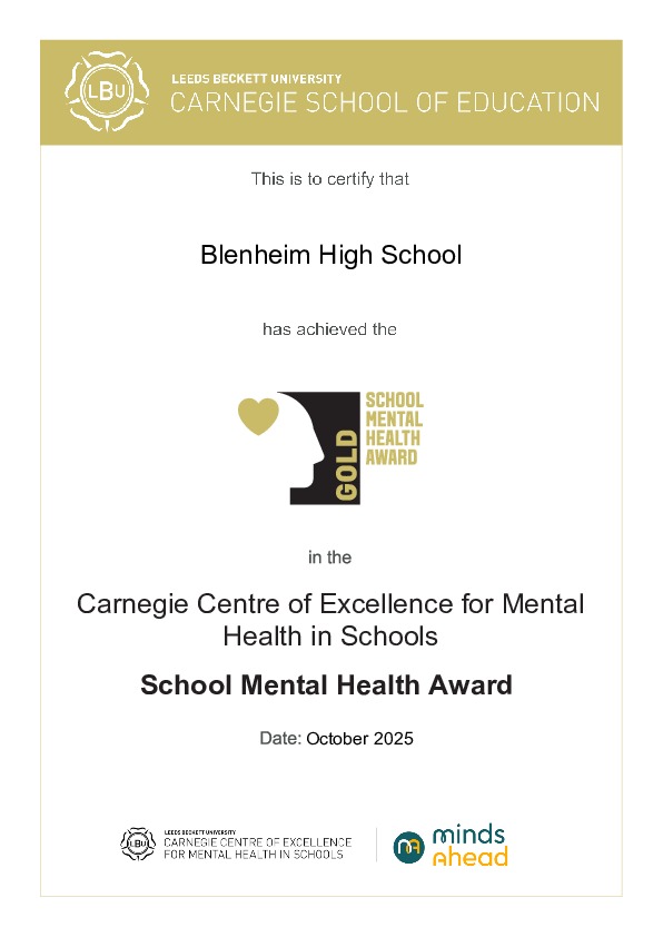 MH Gold Award Blenheim High School